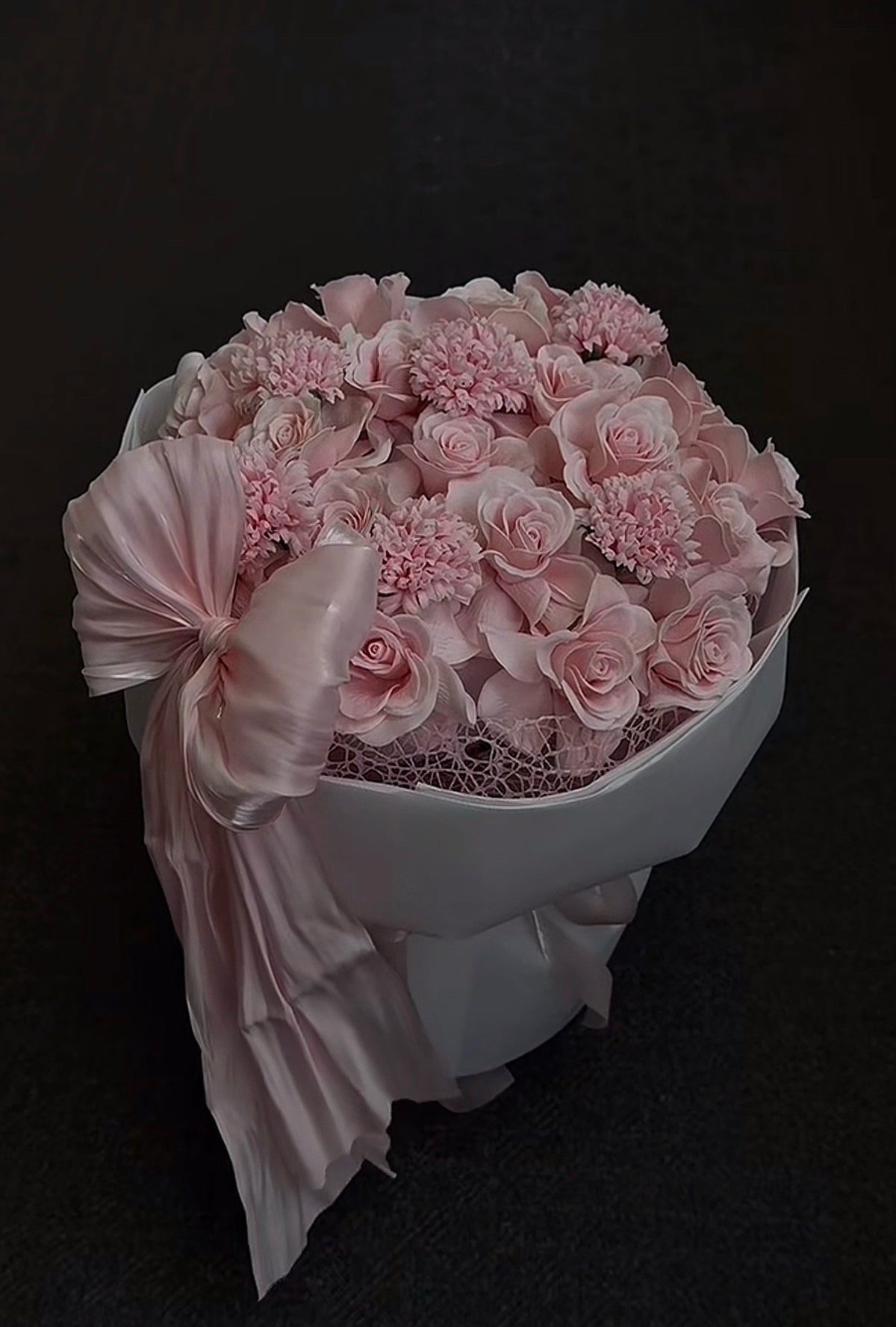 Pink Rose Carnation Velvet Bouquet – design reference photo