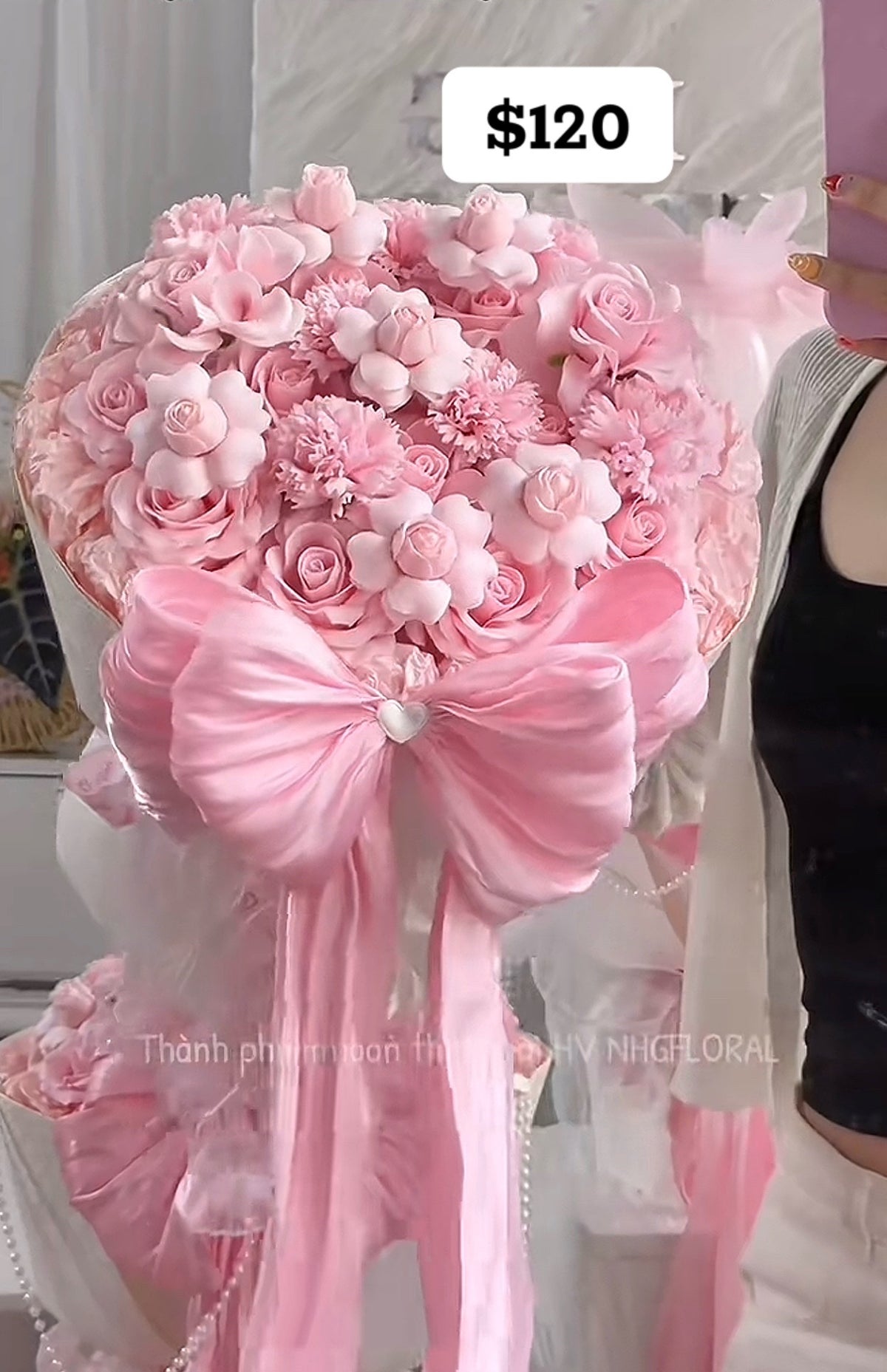 Pink Rose Ribbon Fantasy Bouquet – design reference photo