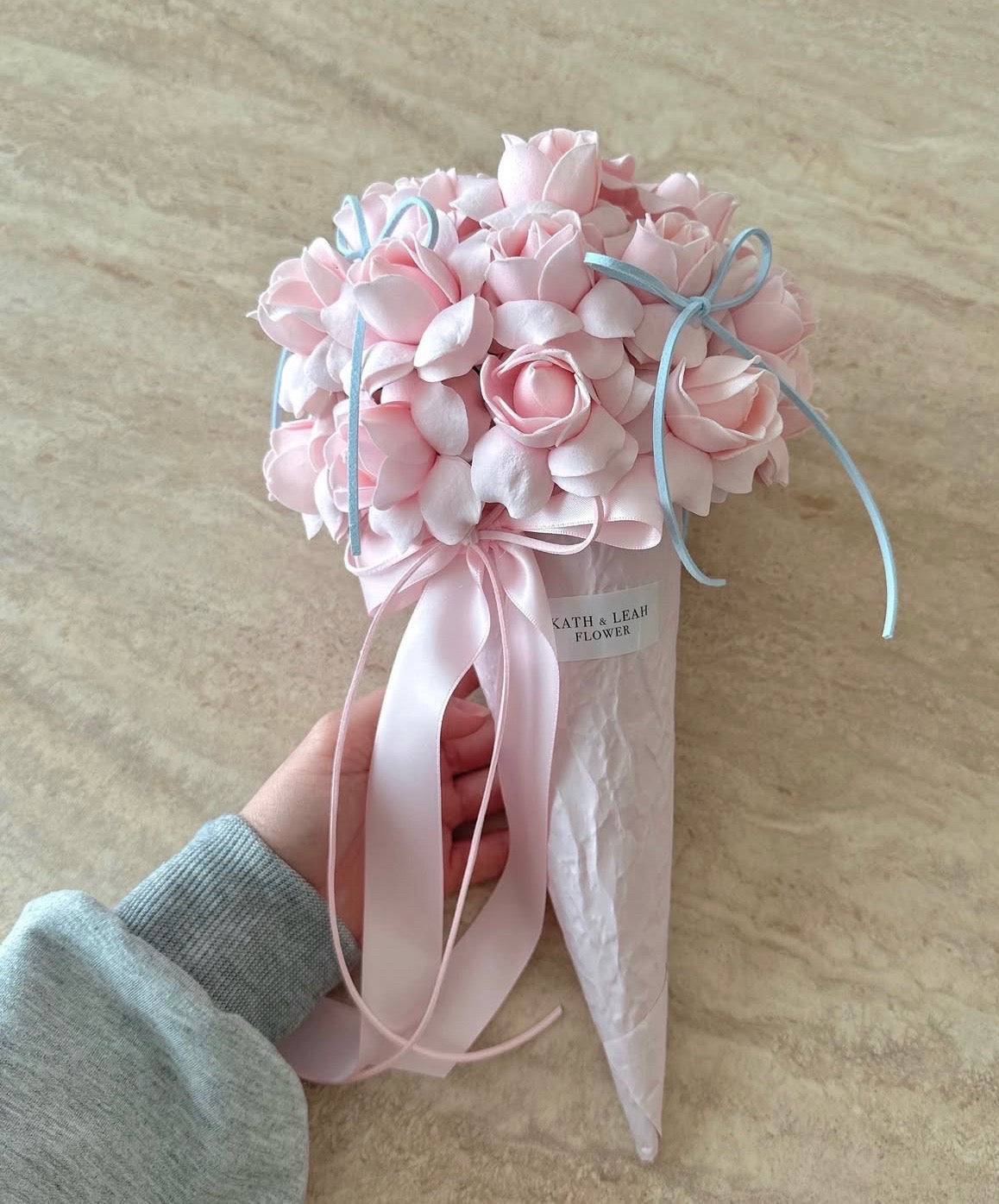 Pink Tulip Ribbon Mini Bouquet – design reference photo