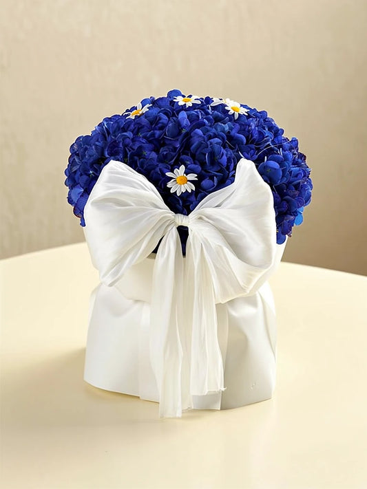 Blue Cloud Hydrangea Bouquet, Medium, front view; AI design illustration