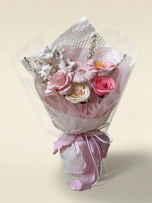 Front view of Blush Meadow Small Flower Bouquet; AI design illustration