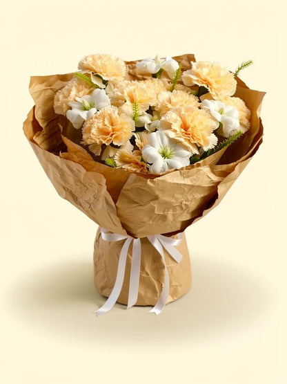 Buttercream Carnation Bouquet, Medium, front view; AI design illustration