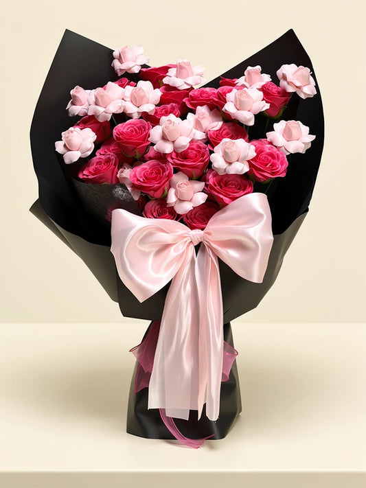 Crimson Blossom Statement Bouquet, Medium, front view; AI design illustration
