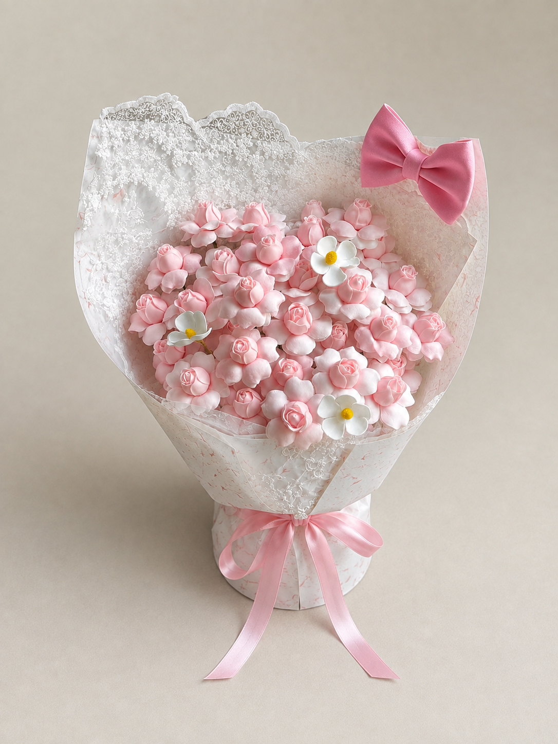 Birthday Pink Blossom Bow Bouquet – front product view