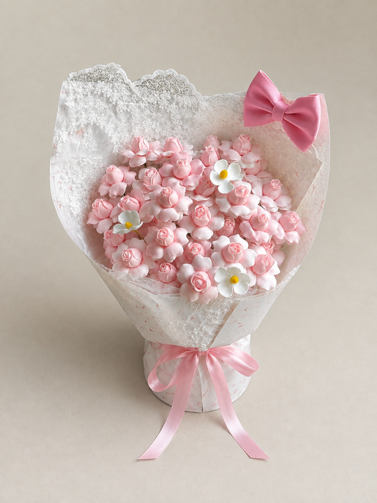 Birthday Pink Blossom Bow Bouquet – front product view