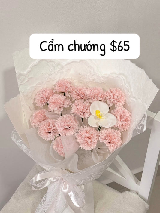 Blush Carnation Frangipani Bouquet – design reference photo