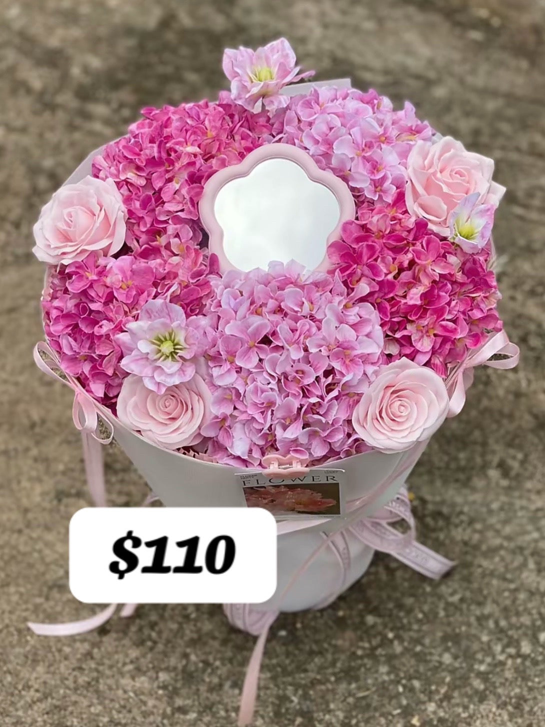 Blush Halo Hydrangea Rose Bouquet – design reference photo