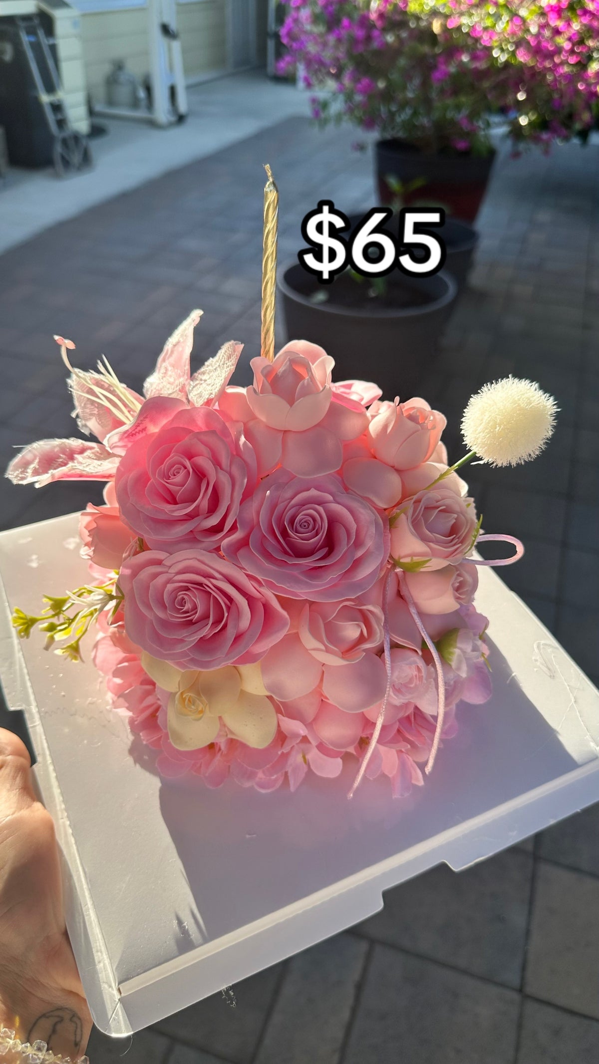 Coral Rose Celebration Flower Cake – design reference photo