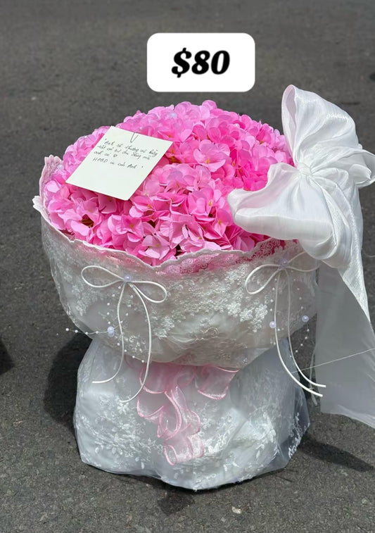 Hot Pink Hydrangea Lace Bouquet – design reference photo