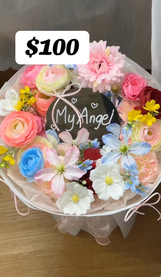 My Angel Rainbow Rose Bouquet – design reference photo