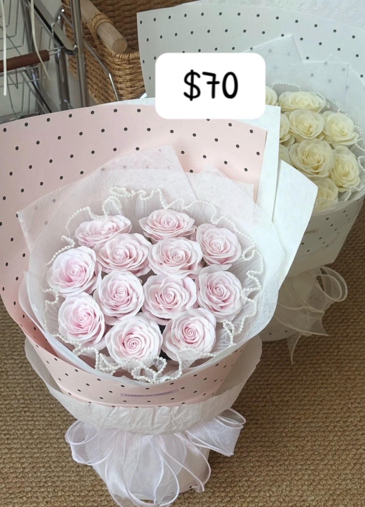 Pastel Rose Polka Dot Bouquet – design reference photo