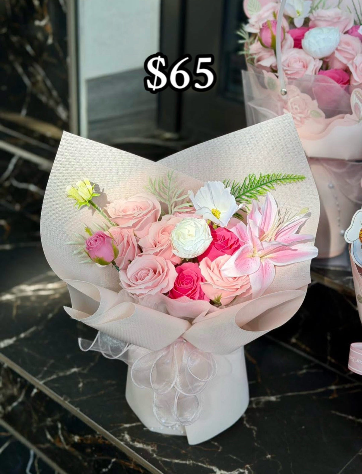 Petite Pink Lily Rose Bouquet – design reference photo