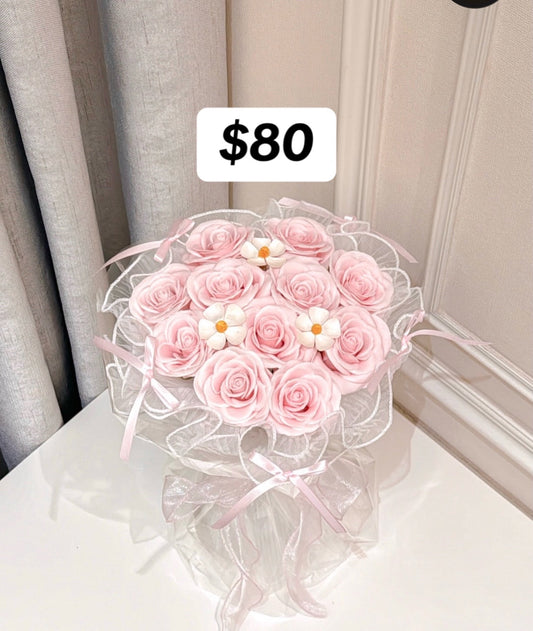 Petite Pink Rose Daisy Pearl Bouquet – design reference photo