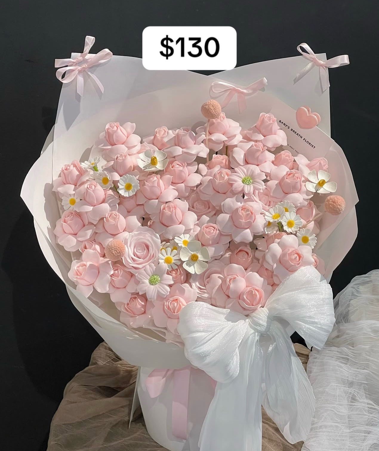 Pink Blossom Garden Ribbon Bouquet – design reference photo