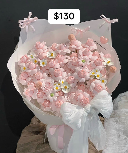Pink Blossom Garden Ribbon Bouquet – design reference photo