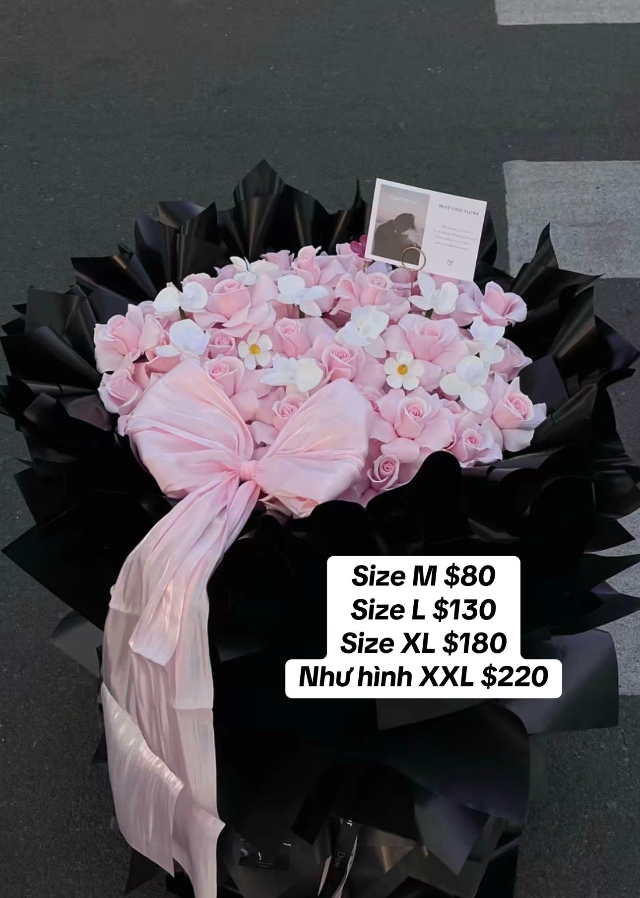 Pink Blossom Midnight Statement Bouquet – design reference photo