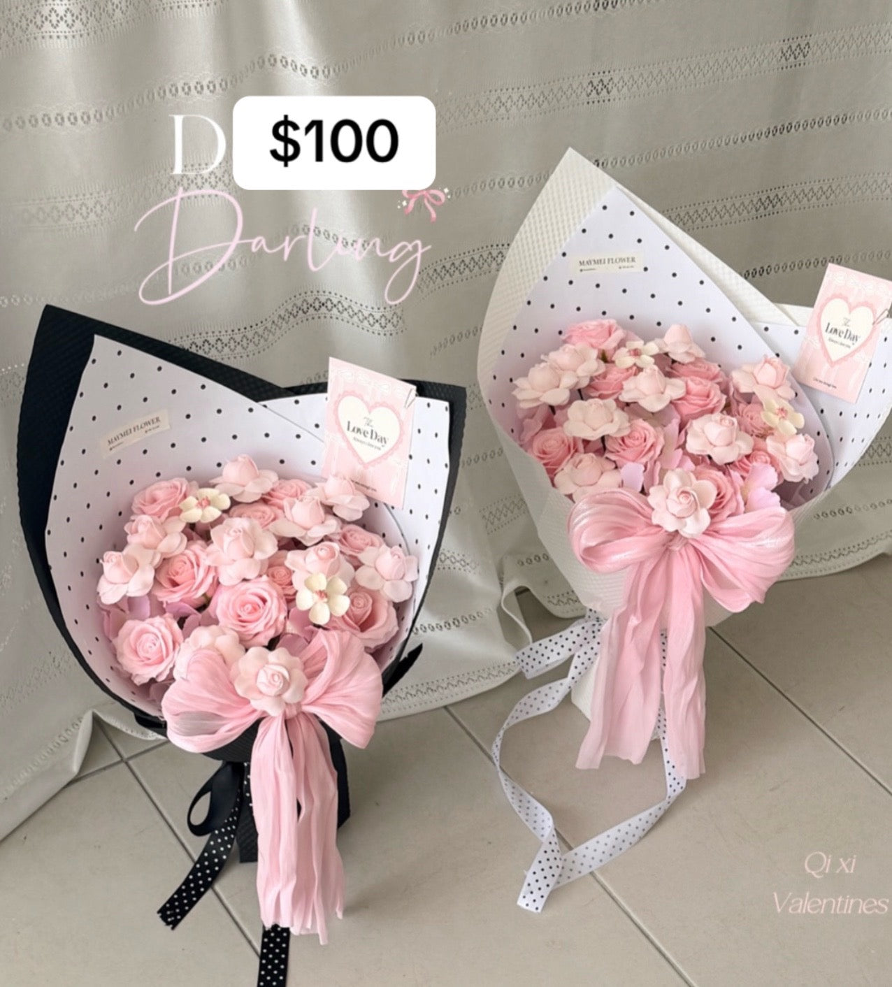 Pink Blossom Polka Dot Bouquet – design reference photo