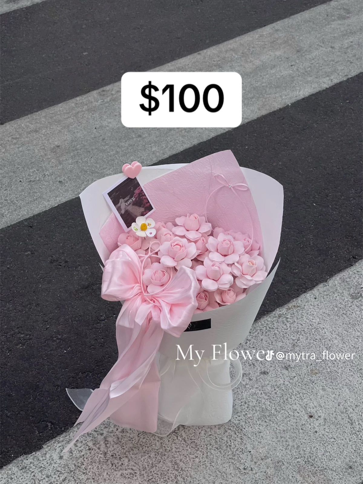Pink Blossom Ribbon Bouquet – design reference photo