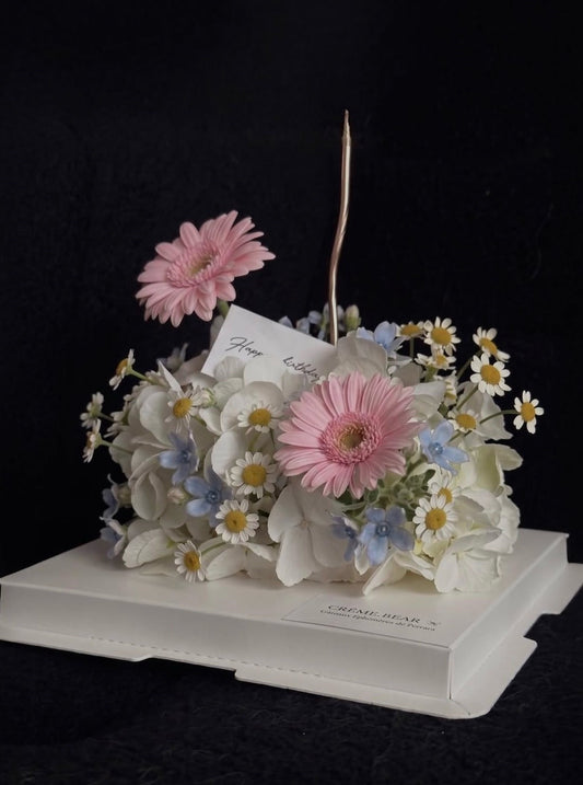Pink Daisy Ivory Flower Cake – design reference photo