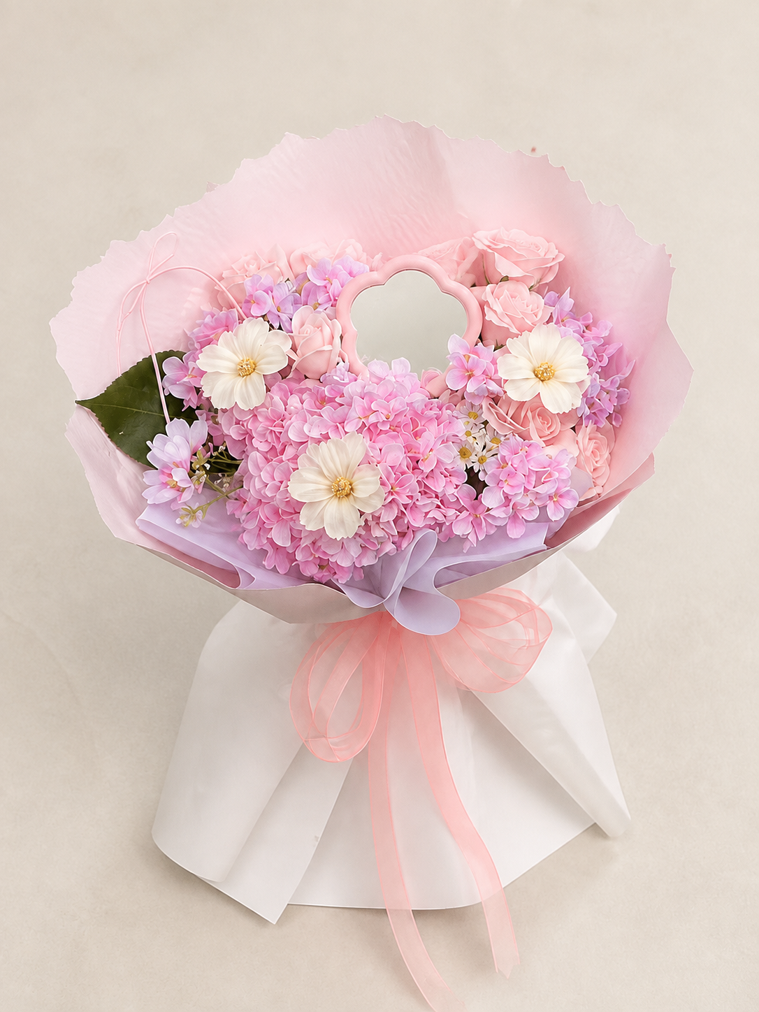 Pink Heart Message Garden Bouquet – front product view