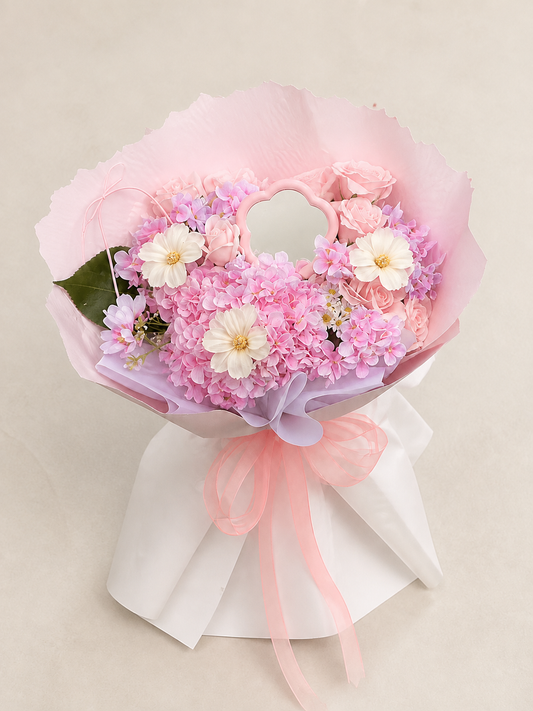 Pink Heart Message Garden Bouquet – front product view