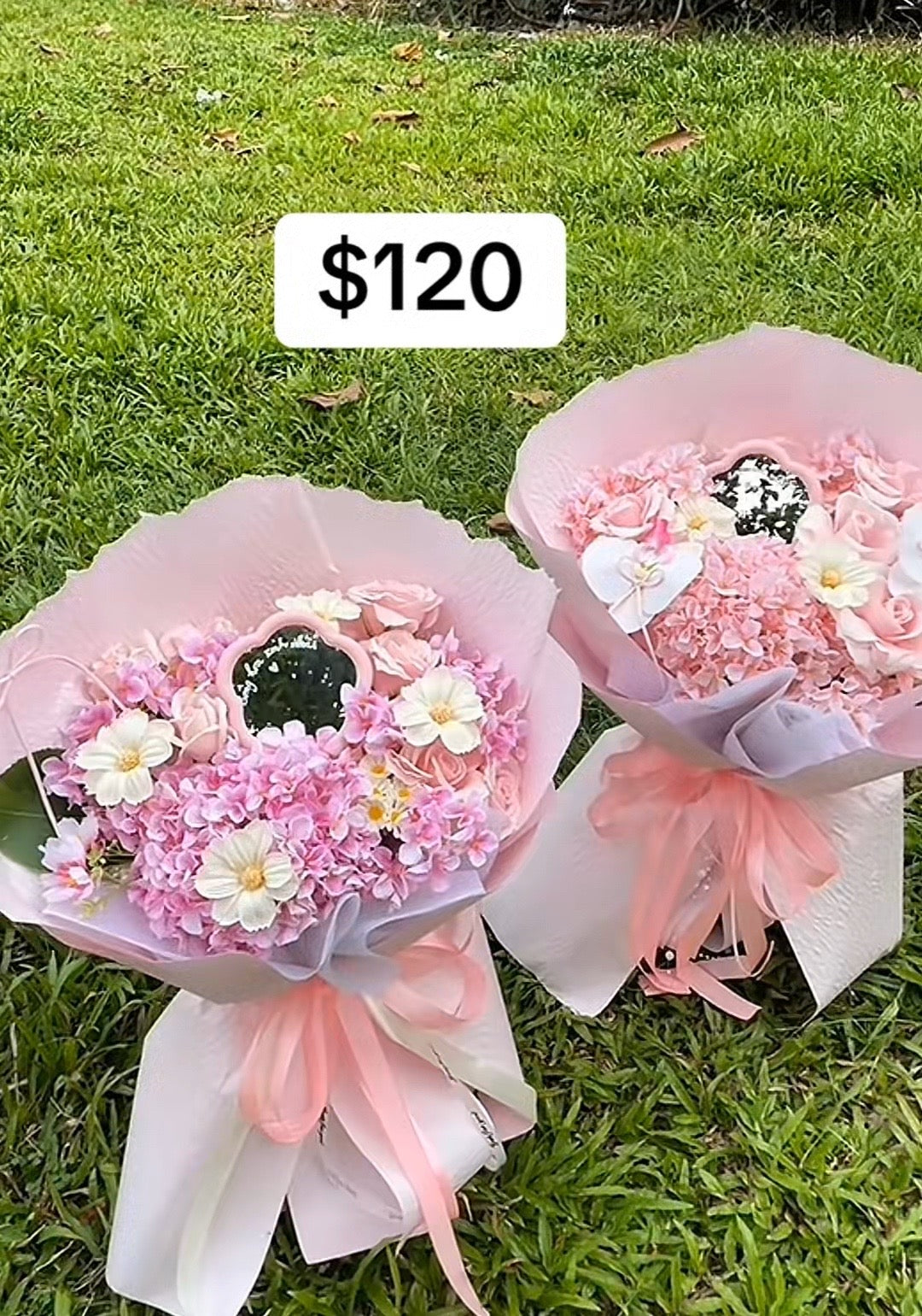 Pink Heart Message Garden Bouquet – design reference photo