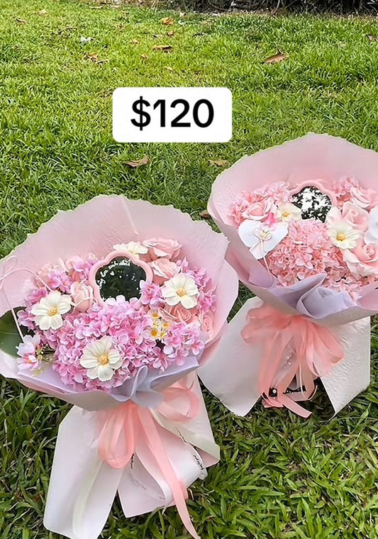 Pink Heart Message Garden Bouquet – design reference photo