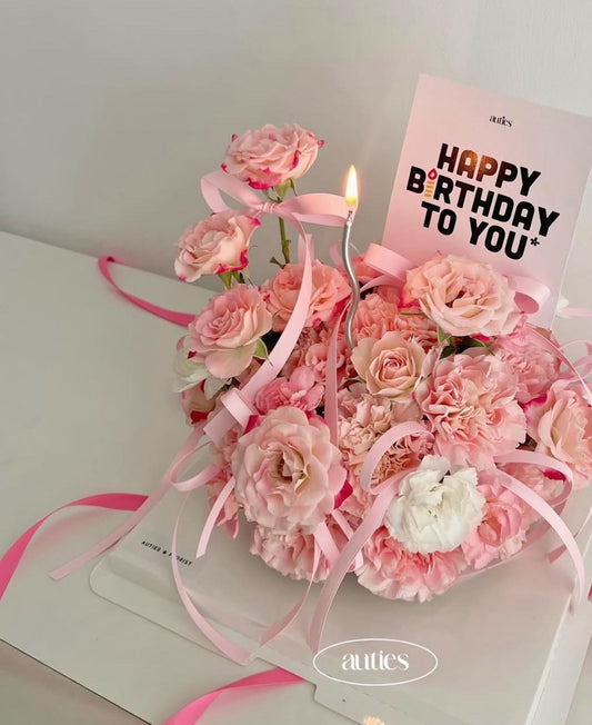 Pink Rose Birthday Flower Cake – design reference photo