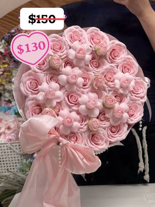 Pink Rose Blossom Grand Bow Bouquet – design reference photo