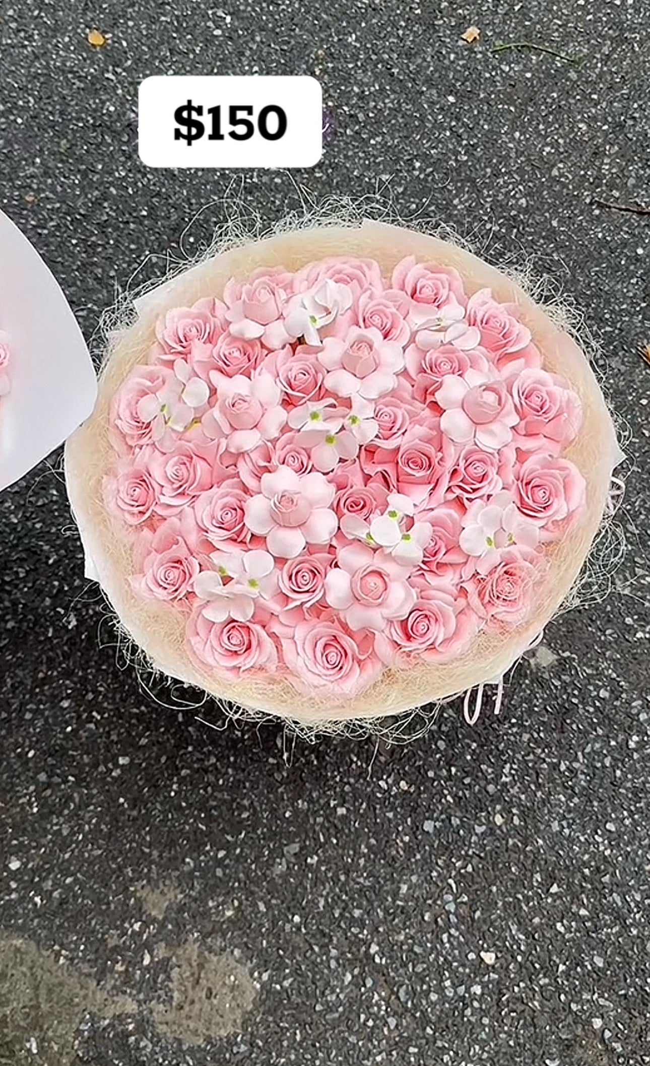 Pink Rose Blossom Halo Bouquet – design reference photo