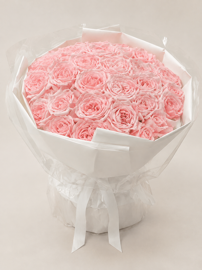 Pink Rose Ivory Classic Bouquet – front product view