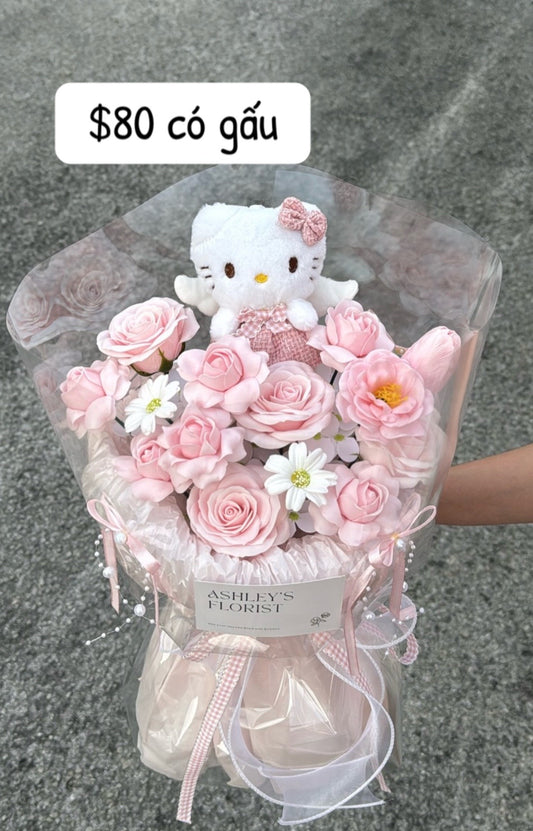 Pink Rose Plush Accent Bouquet – design reference photo