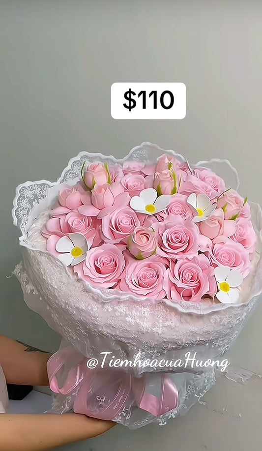 Pink Rose Tulip Daisy Bouquet – design reference photo
