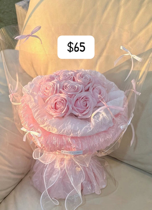 Pink Rose Tulle Posy – design reference photo