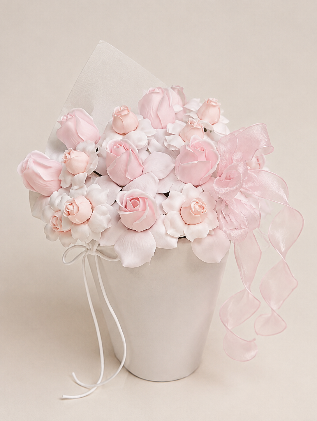 Pink Tulip Blossom Petite Bouquet — front view; AI-assisted design illustration
