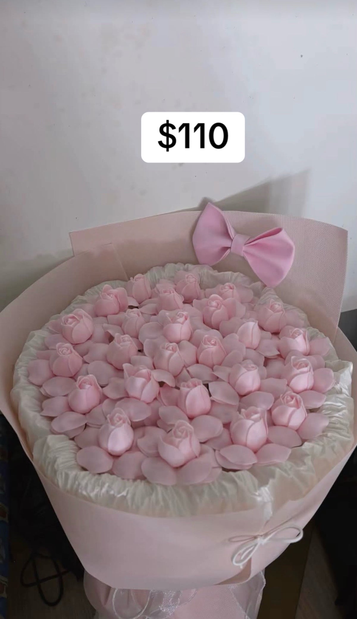 Pink Tulip Cloud Ribbon Bouquet – design reference photo