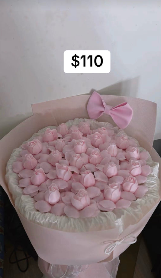 Pink Tulip Cloud Ribbon Bouquet – design reference photo