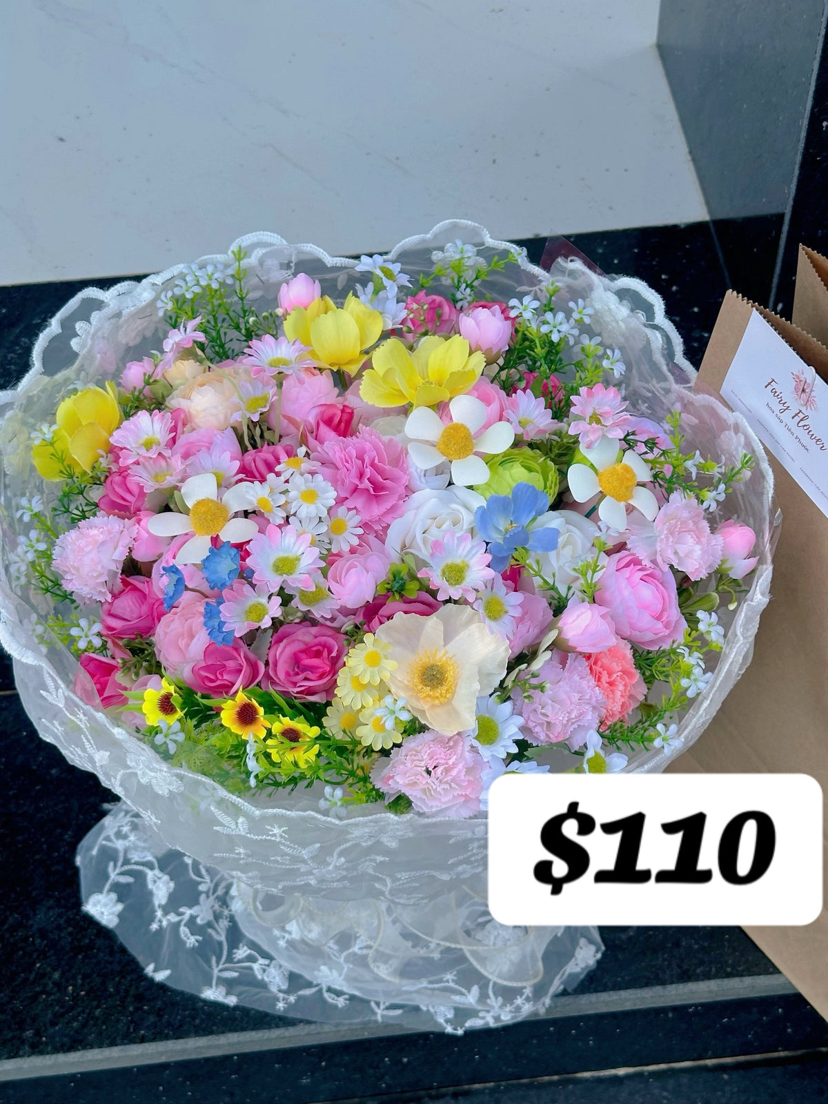 Rainbow Meadow Lace Bouquet – design reference photo