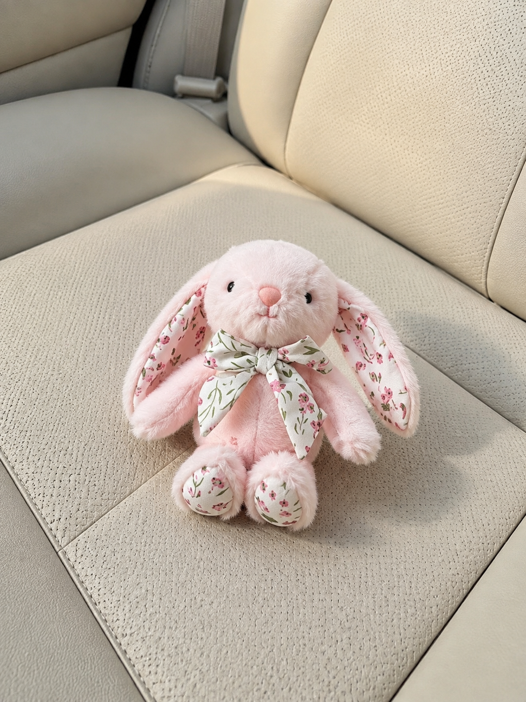 Soft Bunny Keepsake Gift – Blush Pink bunny – AI-assisted high-angle parked car view