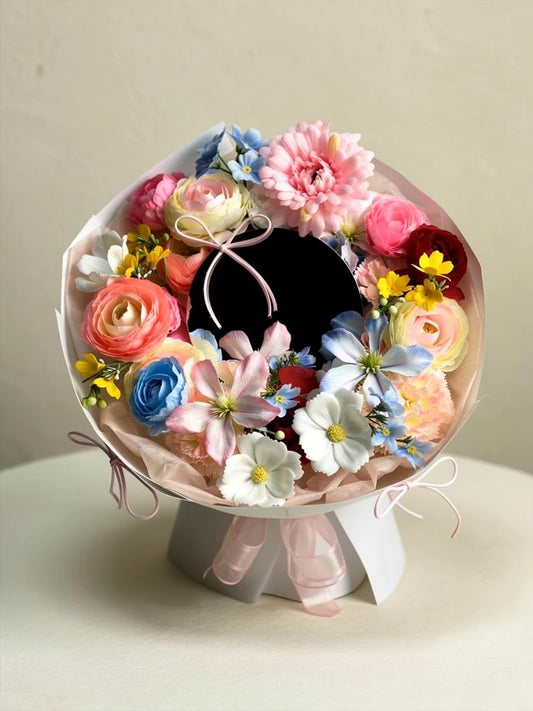 My Angel Rainbow Rose Bouquet, Medium, front view; AI design illustration