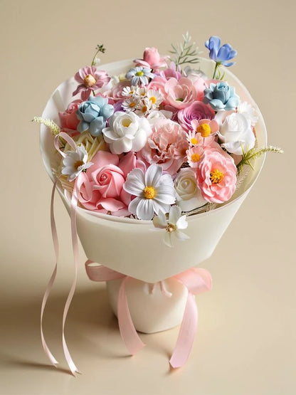 Front view of Pastel Confetti Medium Flower Bouquet; AI design illustration