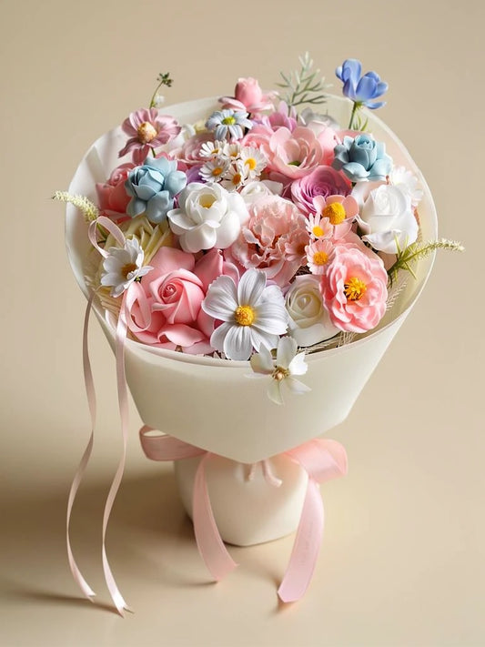 Front view of Pastel Confetti Medium Flower Bouquet; AI design illustration