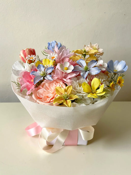 Pastel Wildflower Joy Bouquet, Medium, front view; AI design illustration