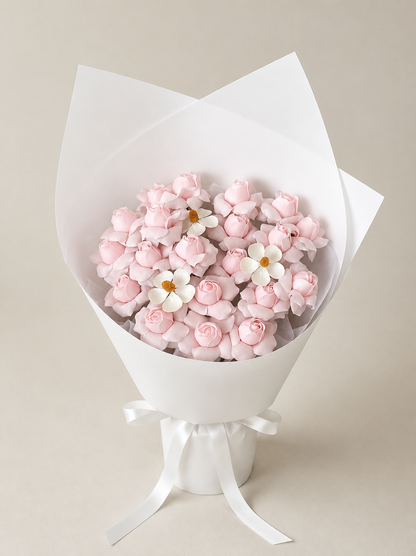 Pink Blossom Daisy Posy, front view; AI design illustration
