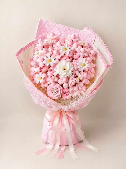 Pink Small Blossom Celebration Bouquet, front view; AI design illustration